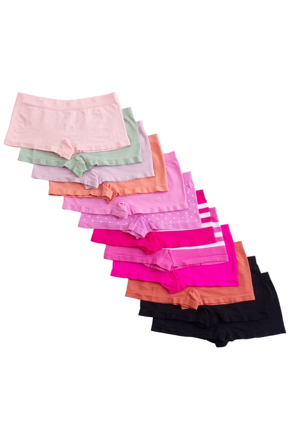 Boy Short Panties, M, Brights 2, 12 Pack