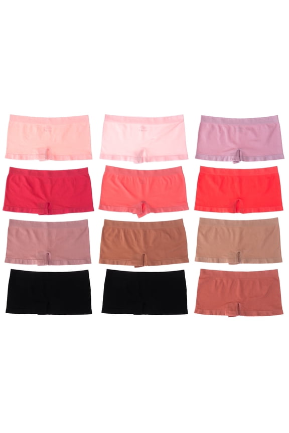 Boy Short Panties, S, Pinks, 12 Pack