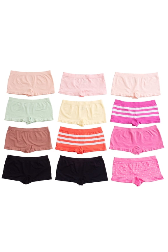 Boy Short Panties, XL, Pastels 3, 12 Pack