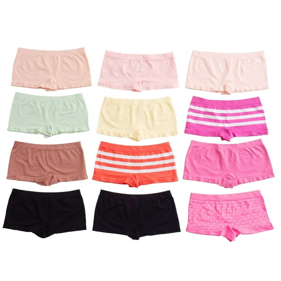Alyce Ives Intimates Boy Short Panties, XL, Pastels 3, 12 Pack