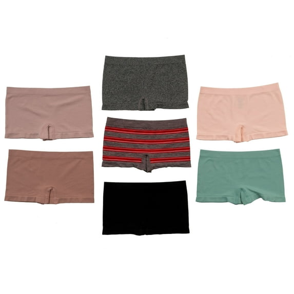 Alyce Ives Intimates Boy Shorts Underwear for Women Seamless & No Show Womens Underwear, Skin Tone Large 7 pcs