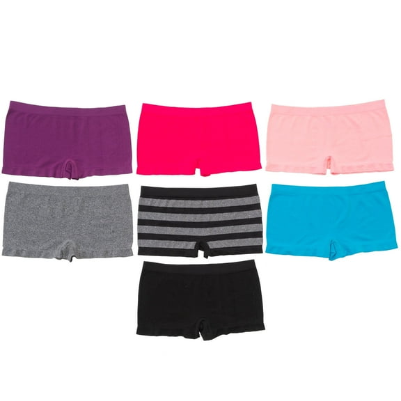 Alyce Ives Intimates Boyshort Panties for Women Seamless and No Show, Brights, L, 7-Pack