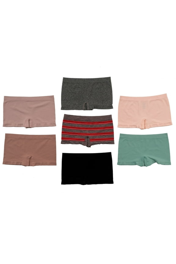 Boyshort Panties for Women Seamless and No Show, Skin Tones, 3XL, 7-Pack