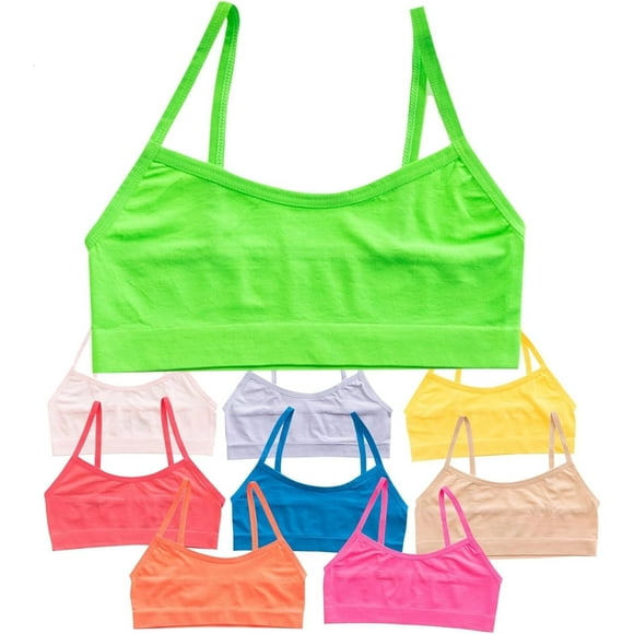 Girls Cami Cotton Training Bras, Pastels, S, 10 Pack