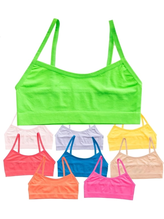 Girls Cami Cotton Training Bras, Pastels, S, 10 Pack