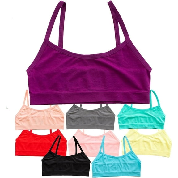 Alyce Ives Intimates Girls Cami Cotton Training Bras, Solid Prints 1, M, 10 Pack