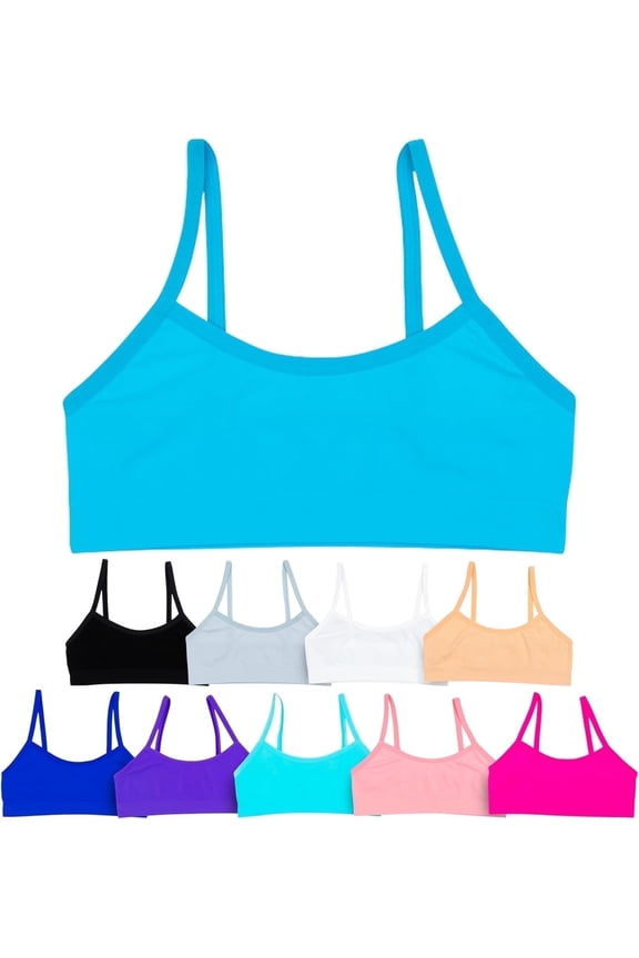 Girls Cami Cotton Training Bras, Solids, S, 10 Pack