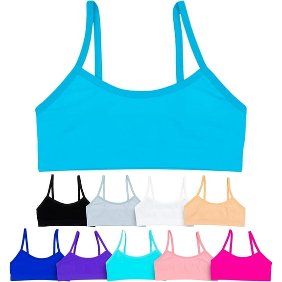 Alyce Ives Intimates Girls Cami Cotton Training Bras, Solids, XL, 10 Pack