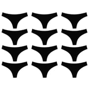 Alyce Ives Intimates Laser Cut Bikini for Women, Medium, Black, 12 Pack
