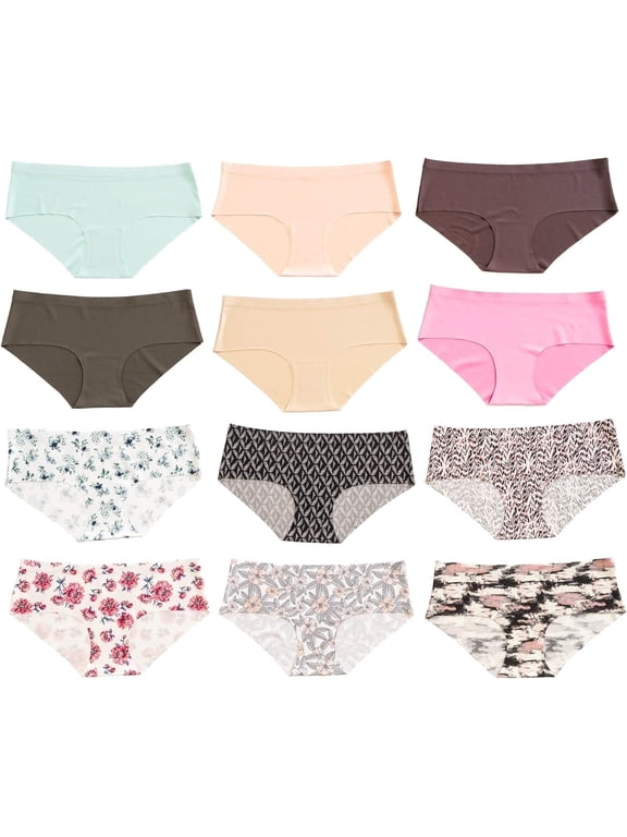 Laser Cut Thongs for Women, XL, Prints, 12 Pack