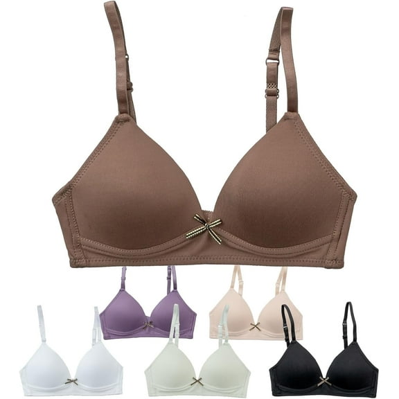 Alyce Ives Intimates Lightly Padded Bras for Girls, Teens and Petite Women, Neutrals 1, 32A, 6 Pack