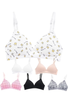 Lightly Padded Bras for Girls, Teens and Petite Women, 34A, Medium, 6 Pack