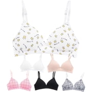 Lightly Padded Bras for Girls, Teens and Petite Women, Solids and Prints, 36A, 6 Pack