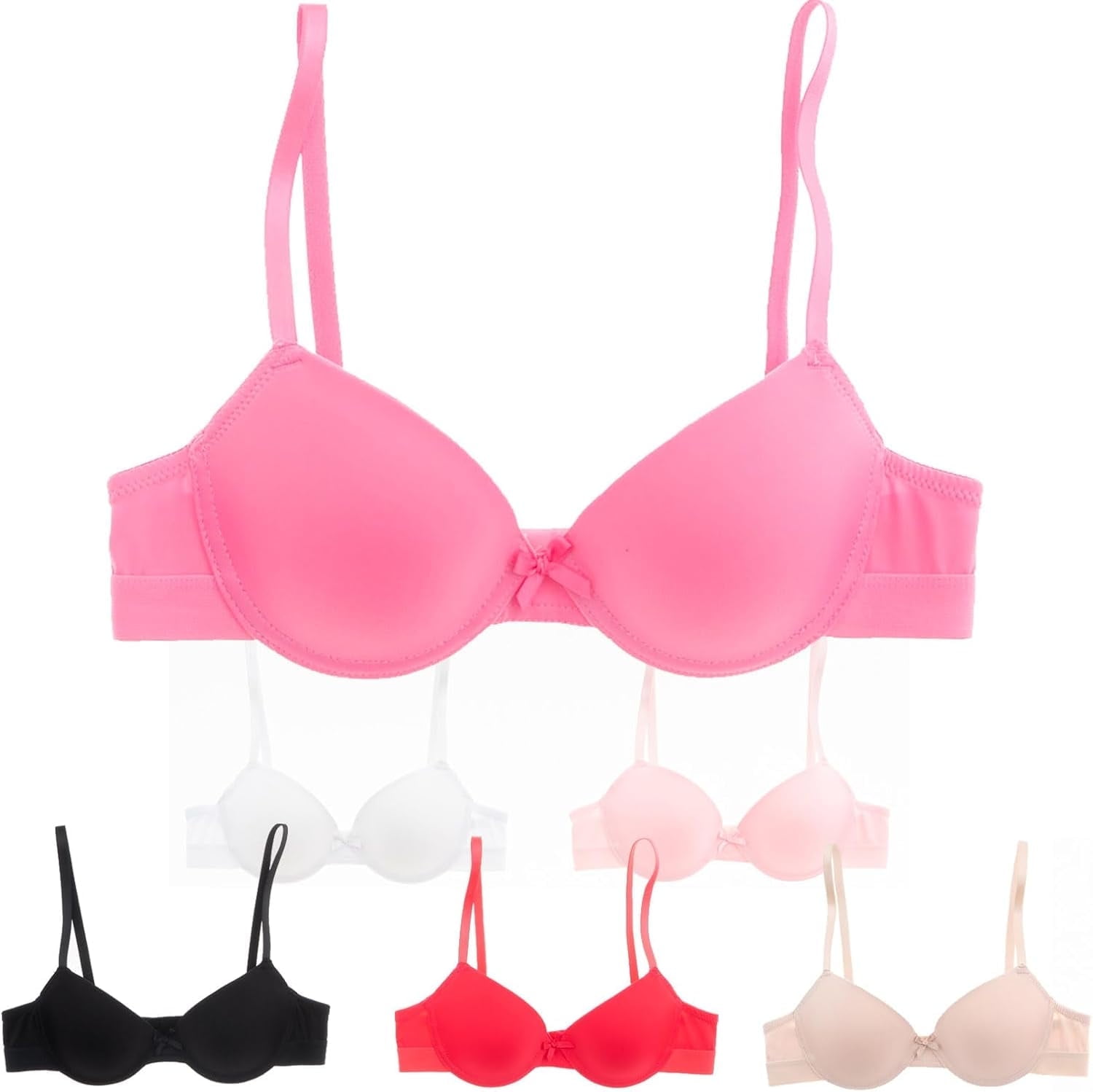 Alyce Intimates Lightly Padded Bra 6-Pack For Girls & Petite Women - Soft Underwire T-Shirt Bras - View #9
