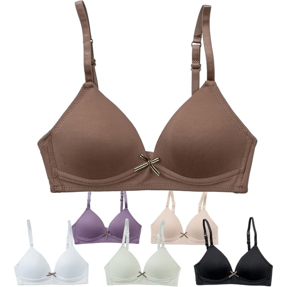 Alyce Ives Intimates Lightly Padded Bras for Girls, Teens and Petite Women, Solids with Underwire, 36A, 6 Pack