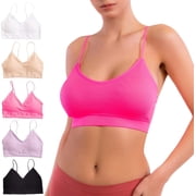 Alyce Ives Intimates Ribbed Sleep Wireless Bras for Women Lounge Padded Bras / Soft Bralettes, L 5 pcs