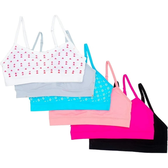 Alyce Ives Intimates Seamless Girls Bra with Lace Trim,Solid Prints,XL, 6 Pack