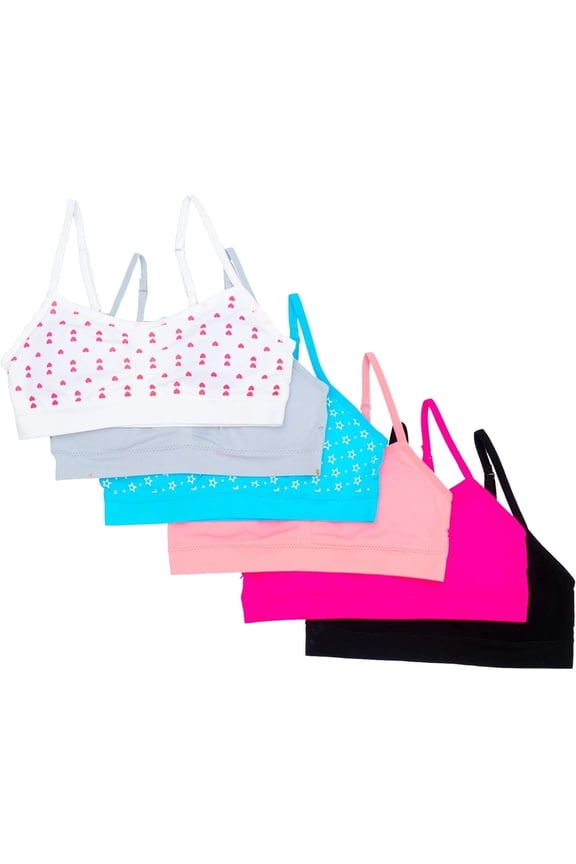 Seamless Girls Bra with Lace Trim,Solid Prints,XL, 6 Pack