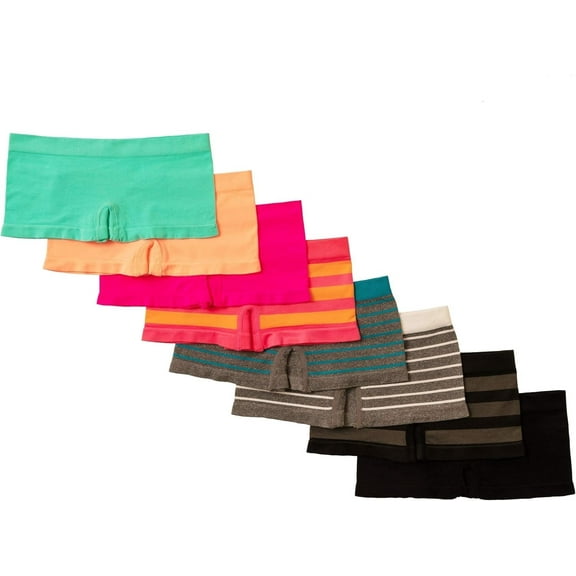 Alyce Ives Intimates Seamless Girls Panties, Solids & Stripes, M, 8 Pack