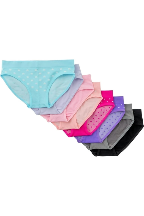 Seamless Girls Panties, Stars and Dots 1, XL, 8-Pack