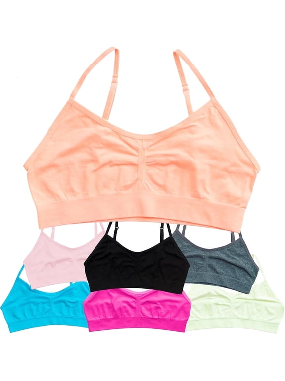 Seamless Girls Sports Bra, Brights, XL, 7 Pack