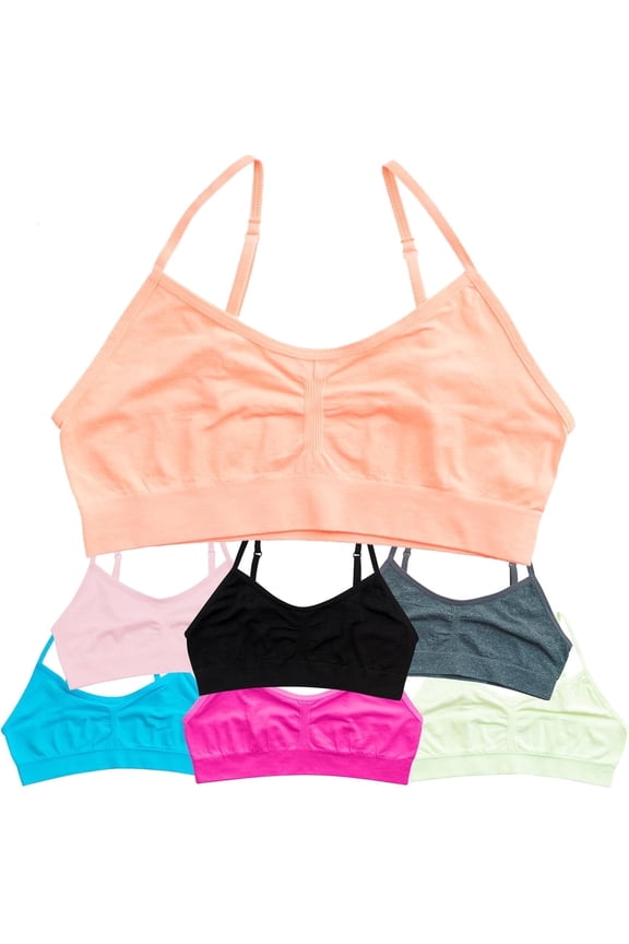 Seamless Girls Sports Bra, Brights, XL, 7 Pack