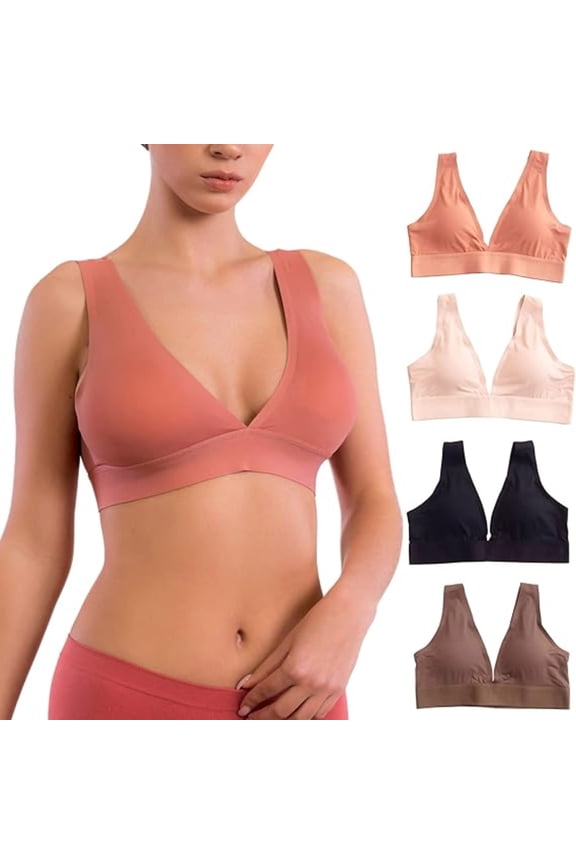Seamless Lounge Bralette Laser Cut for Women, 32A, Medium, 4 Pack