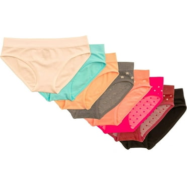 Alyce Ives Intimates Seamless Panties for Girls Solid & Prints Girls Underwear, XL 8-pack