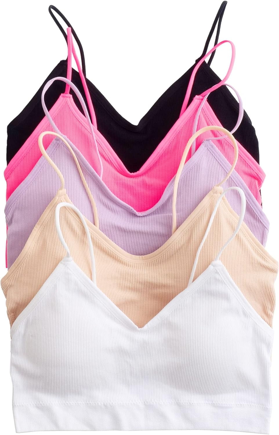 Alyce Ives Intimates Seamless Sleep Bras for Women Ribbed Wireless Padded Lounge Bra, Brights, S