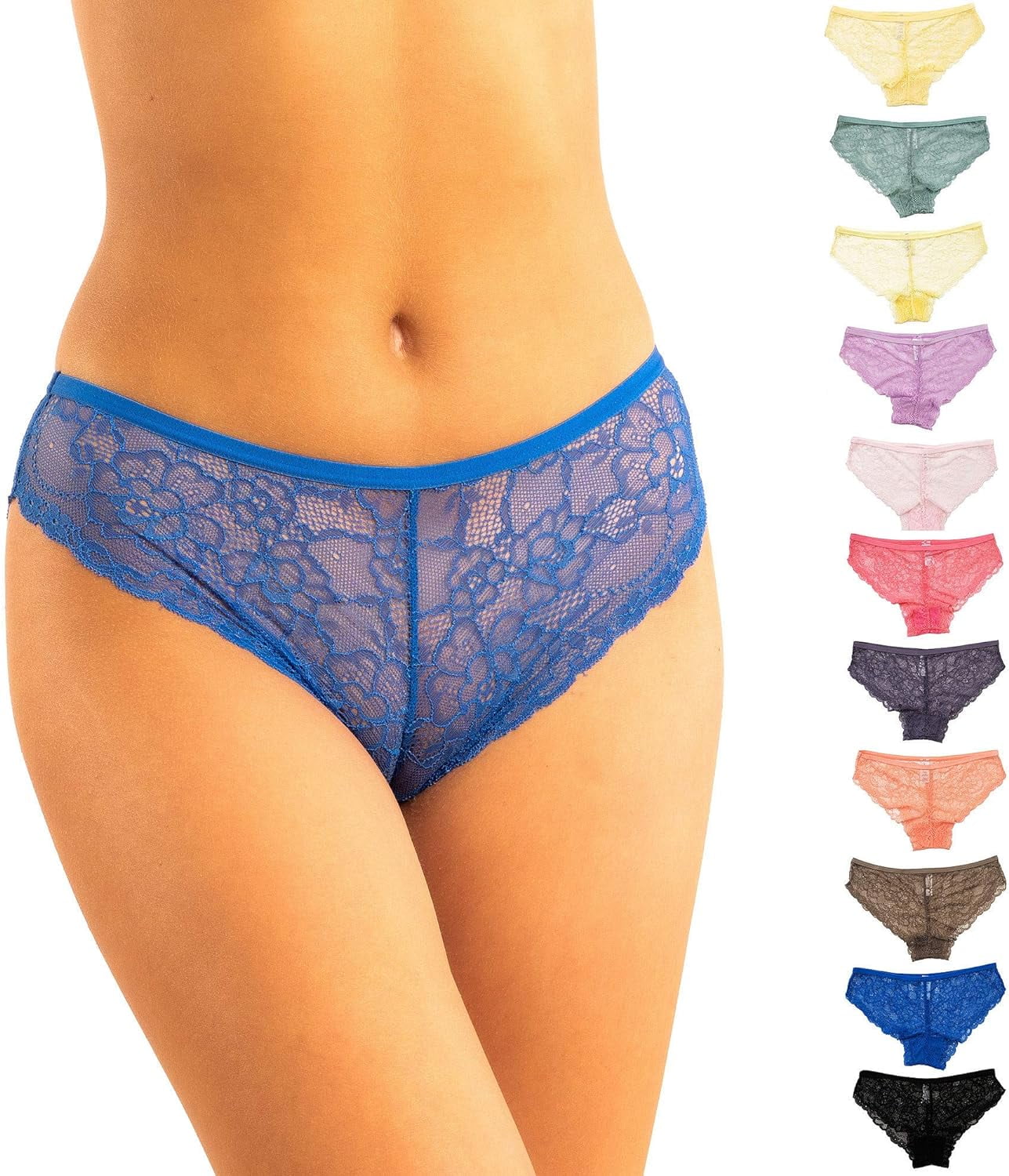 Alyce Ives Intimates Women’s Bikini Panties Set, Cheeky Lace, Assorted
