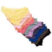 Alyce Ives Intimates Women s Bikini Panties Set, Cheeky Lace, Assorted Colors, M, 12 Pack