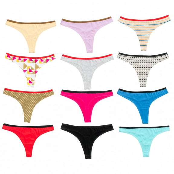 Alyce Ives Intimates Women’s Cotton Bikini Panties, Cheetah, Skulls & Solids, L, 12 Pack