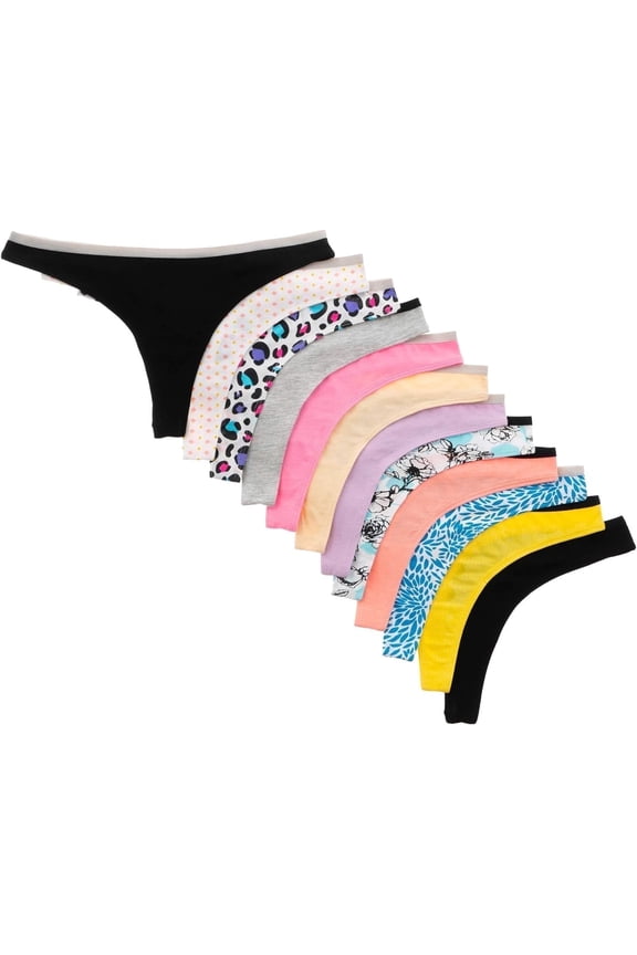 Women’s Cotton Bikini Panties, Cheetah, Skulls & Solids, M, 12 Pack