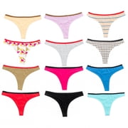 Alyce Ives Intimates Women s Cotton Bikini Panties, Prints & Solids, L, 12 Pack