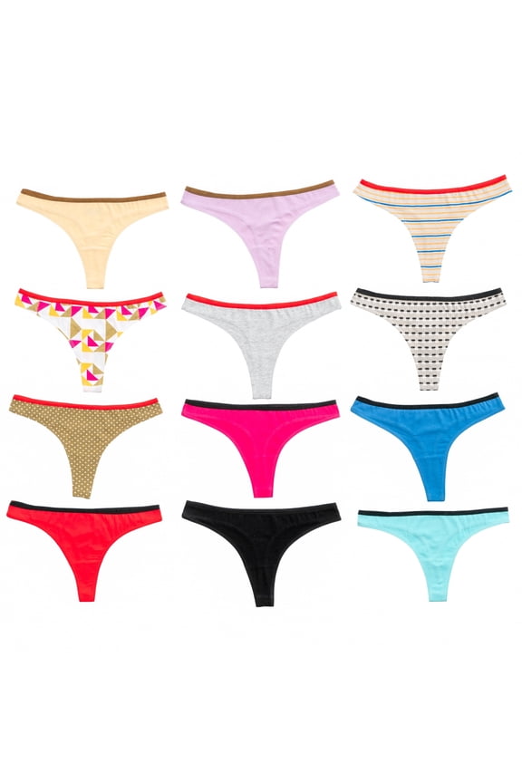 Women’s Cotton Bikini,Panties, Prints & Solids, M, 12 Pack