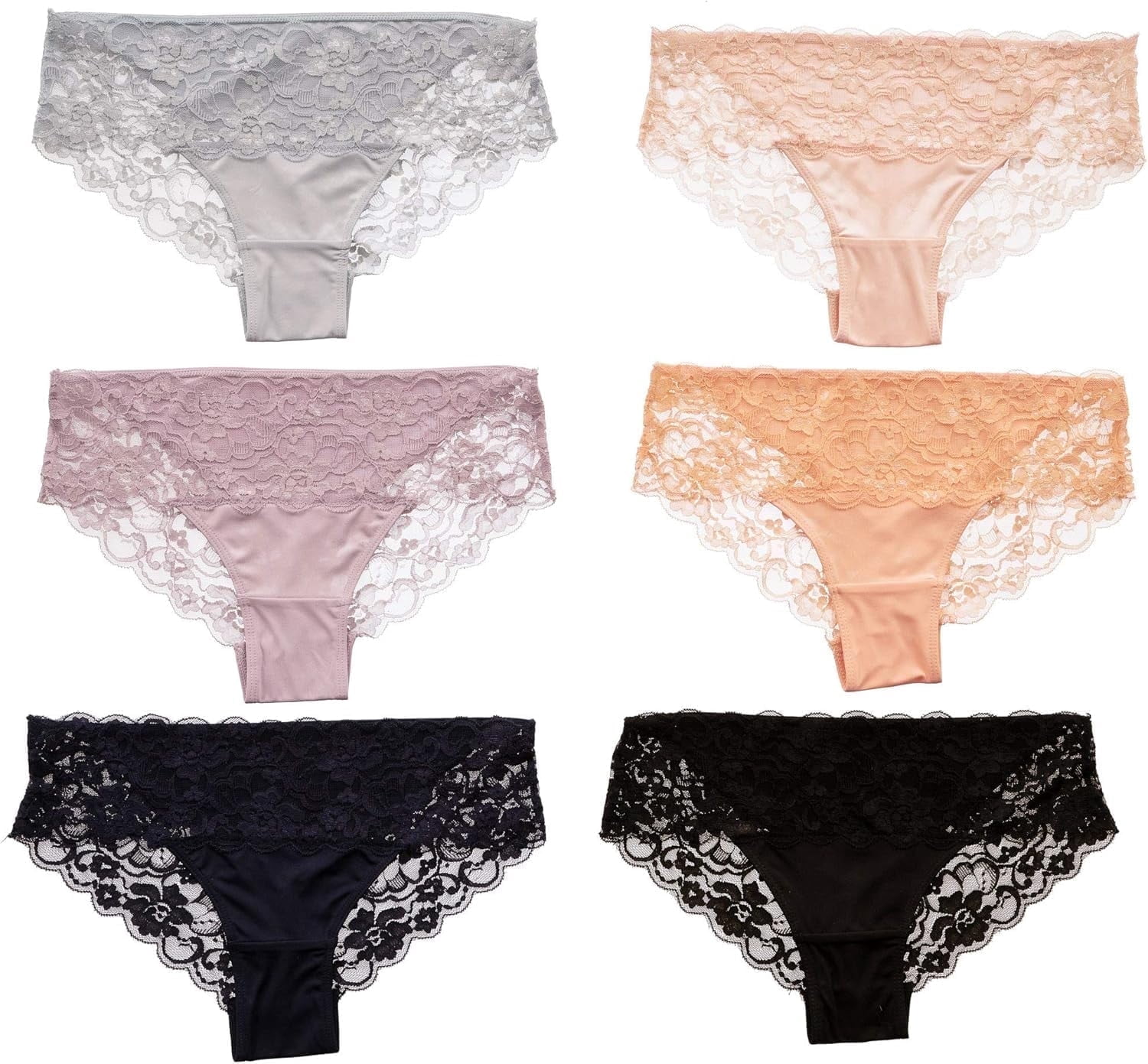Alyce Ives Intimates Women’s Lace Bikini, Assorted, L, 6 Pack - Walmart.com