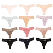 Alyce Ives Intimates Women s Lace Bikini Set, Lace Waistband, Assorted Colors, L, 12 Pack
