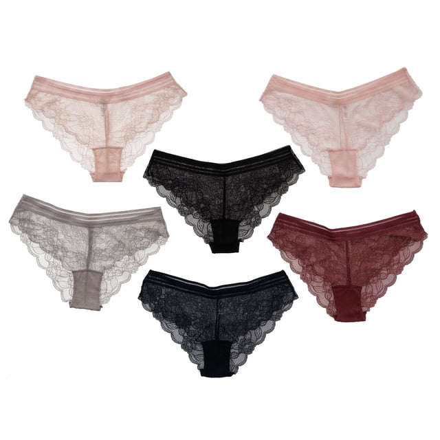 Alyce Ives Intimates Women’s Lace Bikini, Sheer Lace, M, 6 Pack ...