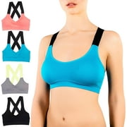 Alyce Ives Intimates Women s Sports Bra, Double Criss Cross Straps 3, M, 4 Pack