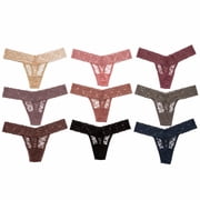 Alyce Ives Intimates Womens All Lace Thong, Assorted, L, 10 Pack