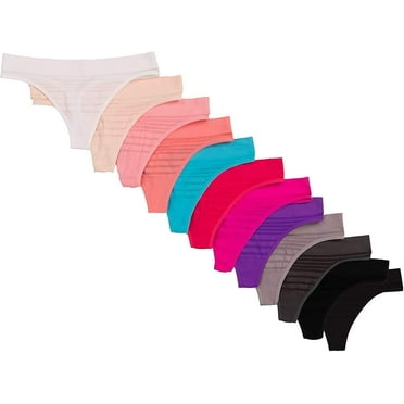Alyce Ives Intimates Womens Seamless No Show Bikini, Shadow Stripe 1, M, 12 Pack