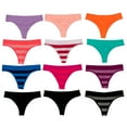 thumbnail image 1 of Alyce Ives Intimates Womens Seamless No Show Bikini,Striped 2, M, 12 Pack, 1 of 5
