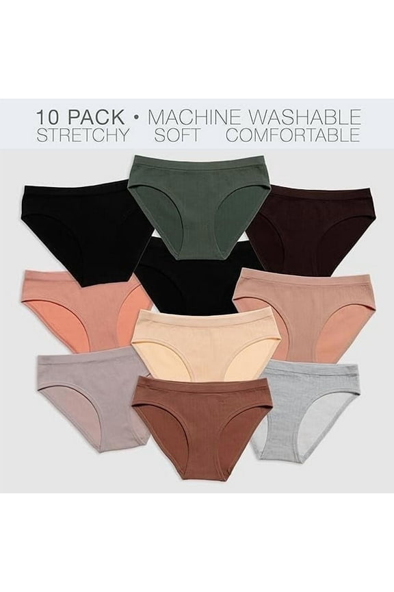 Hipster Bikini Panties, Seamless Underwear for Women, Assorted, Small, 10-Pack