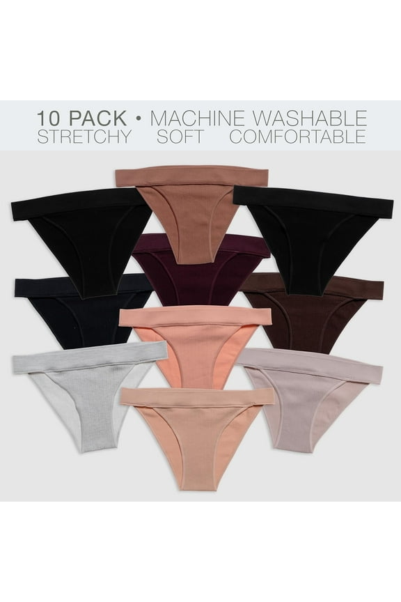 String Bikini Panties, Seamless Underwear for Women, Assorted, Small, 10-Pack