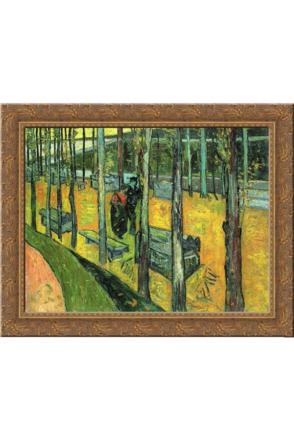 Alychamps, Autumn 24x20 Gold Ornate Wood Framed Canvas Art by Vincent van Gogh