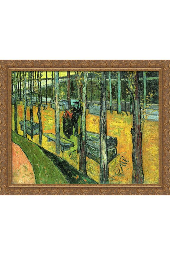 Alychamps, Autumn 34x28 Large Gold Ornate Wood Framed Canvas Art by Vincent van Gogh