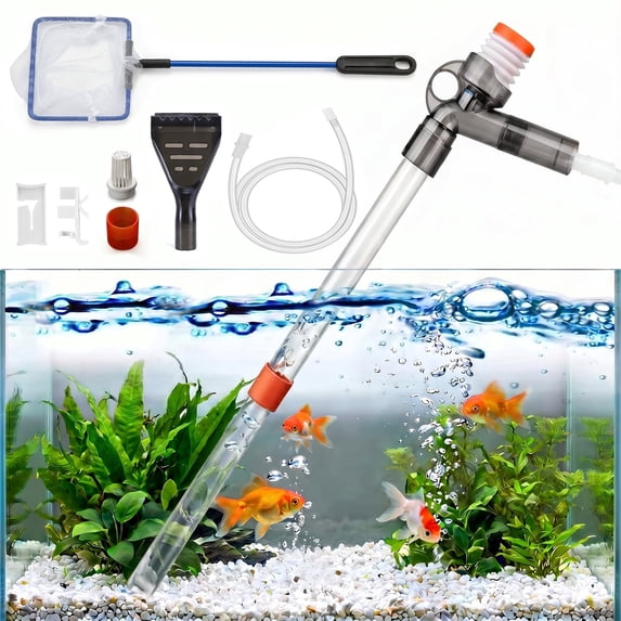 Alylo Manual Siphon Aquarium Gravel Cleaner, 4-in-1 Fish Tank Water Changer Kit with Built-in Pump