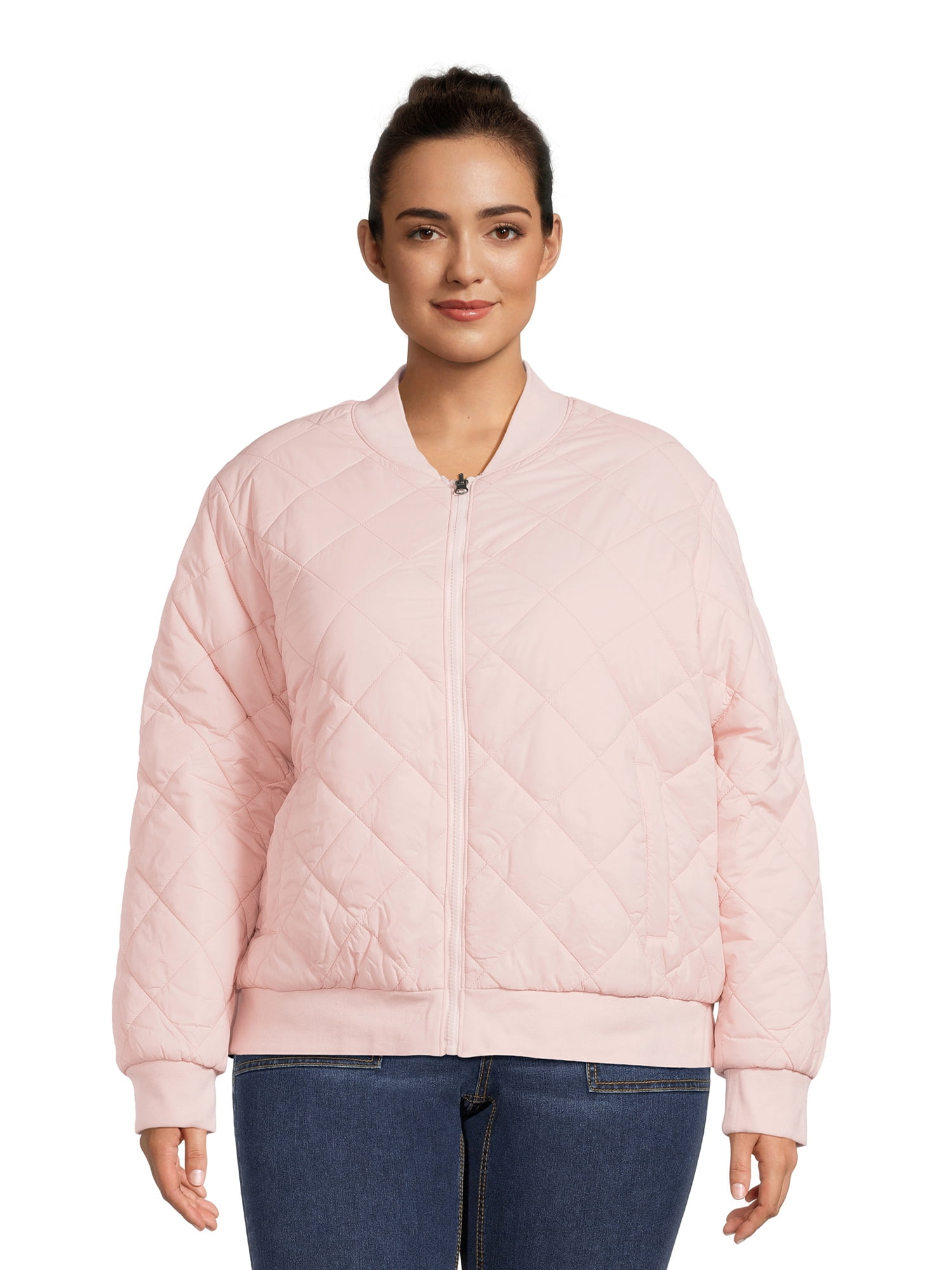 Alyned Together Women's Plus Quilted Reversible Bomber Jacket