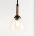 thumbnail image 1 of JONATHAN Y Alys 7.63" Adjustable Rope-Wrap Modern Rustic Iron/Glass LED Pendant, Black, 1 of 9
