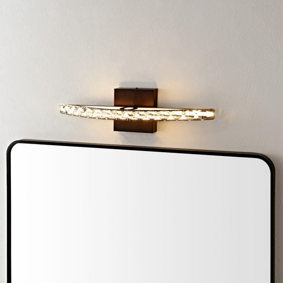 JONATHAN Y Alyson 18" 1-Light Bohemian Industrial Iron/Acrylic Integrated LED Vanity Light, Oil Rubbed Bronze/Clear